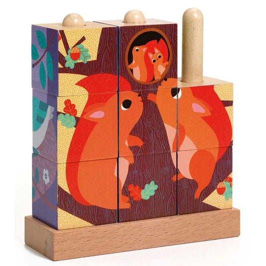 Djeco wooden cubes Puzz-Up Forest