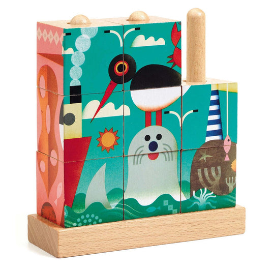 Djeco wooden cube Puzz-Up Sea