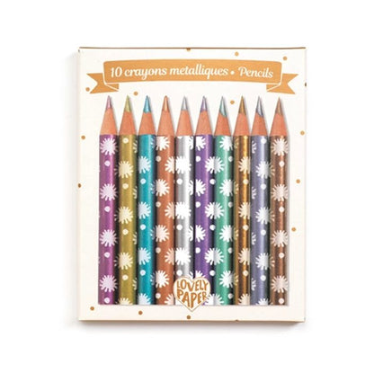 Djeco 10 mini coloured pencils metallic Chichi