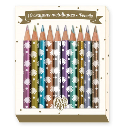 Djeco 10 mini coloured pencils metallic Chichi