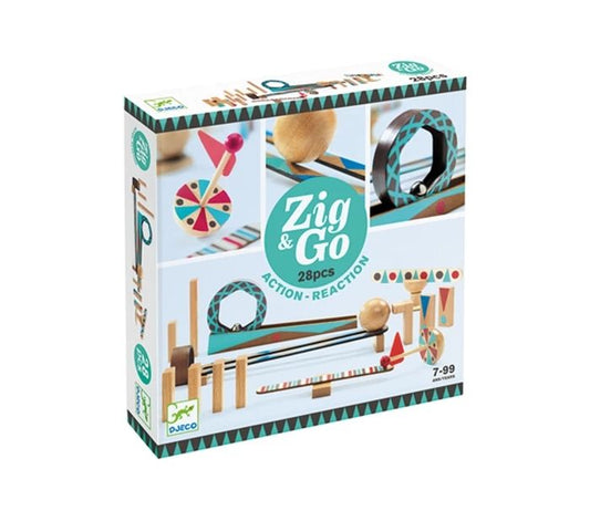 Djeco chain reaction game Zig &amp; Go, 28 pieces