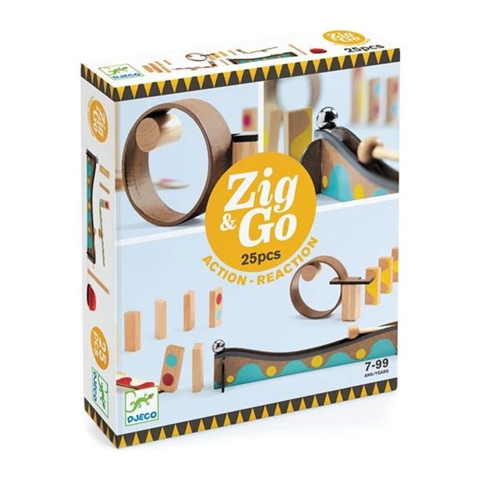 Djeco chain reaction game Zig &amp; Go, 25 pieces