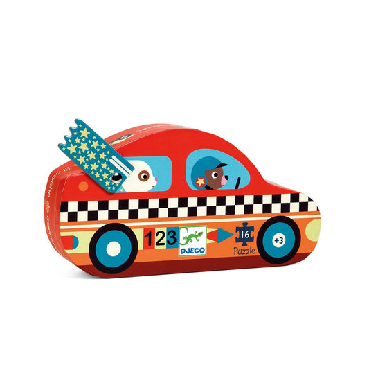 Djeco puzzle voiture de course, 16 pièces