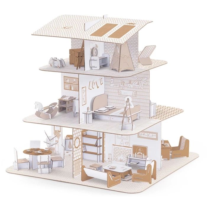 Djeco 3D building and painting set dollhouse