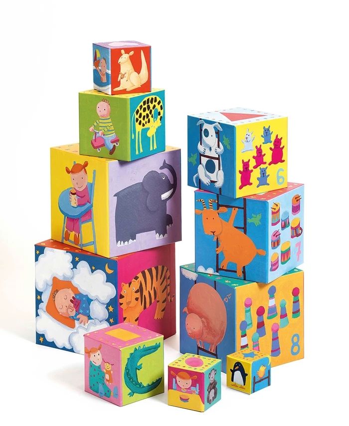 Djeco Pyramid Rigolos, 10 cubes