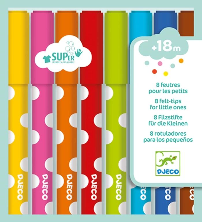 Djeco 8 felt-tip pens for the little ones