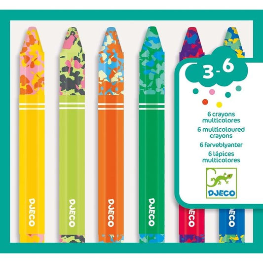 Djeco 6 wax crayons in different colors